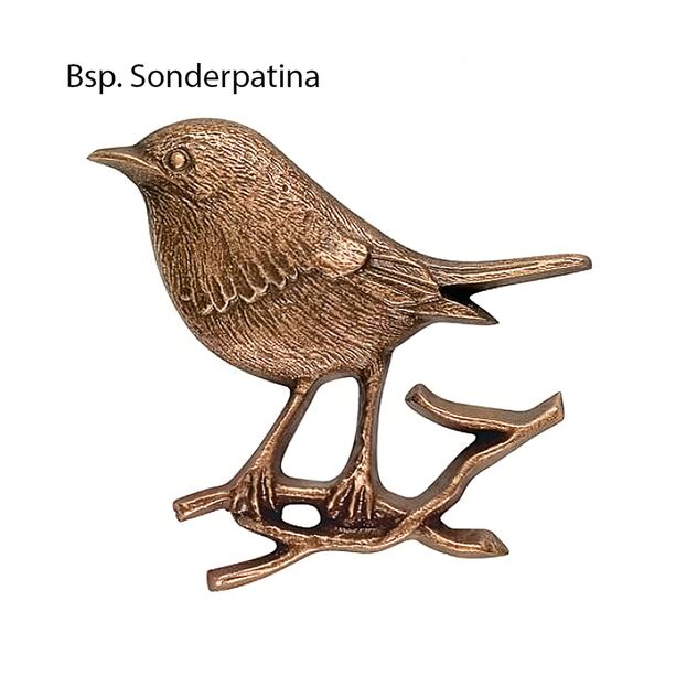 Kleiner Singvogel aus Bronze als Gartenfigur - Vogel Hugo