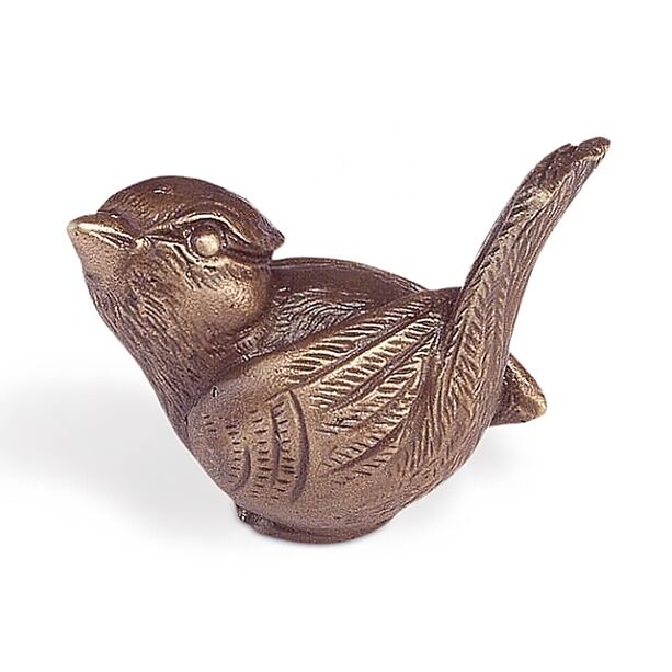 Singvogel Bronzefigur - kleine Gartendeko - Vogel Rick