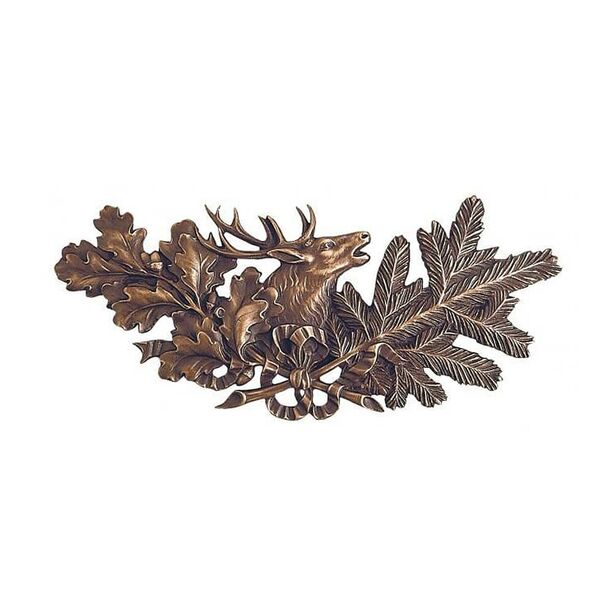 Rustikales Hirsch Wandrelief aus Bronze - klein - Hirsch mit Zweigen