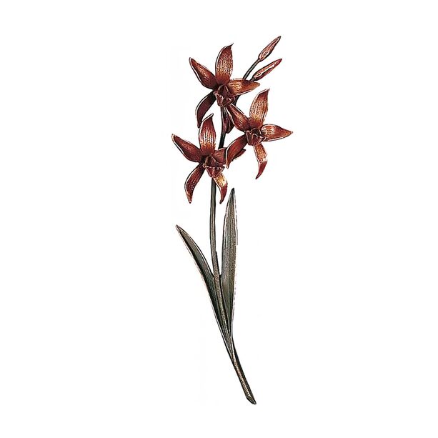 Schne Blumenfigur fr die Wand - Bronze/Alu - Wildorchidee