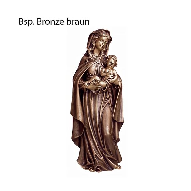 Stilvolle Maria Skulptur aus Bronze mit Jesuskind - Madonna Karina