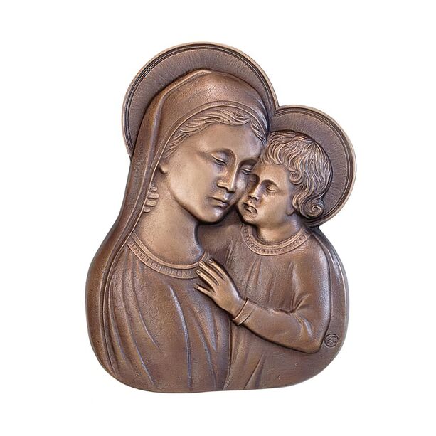 Outdoor Wandrelief Maria mit Kind aus Bronze - Madonna Teresa
