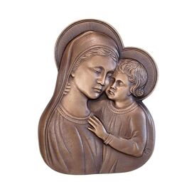 Outdoor Wandrelief Maria mit Kind aus Bronze - Madonna...