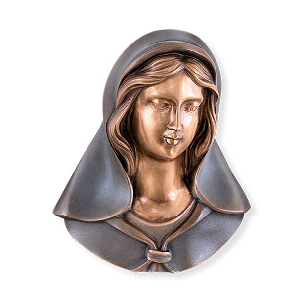 Wetterfeste Maria Bronzebste als Wandrelief - Madonna Hosea