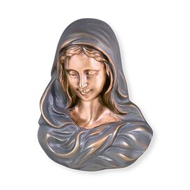 Bste Maria mit Umhang als Bronze Wandrelief - Madonna Wala