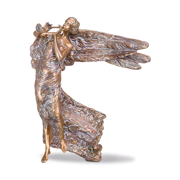 Gartenengel aus Bronze mit Posaune - Angelo Sura