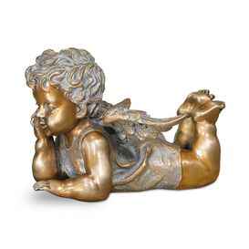 Liegende Engelfigur aus Bronze oder Aluminium - Angelo Libro