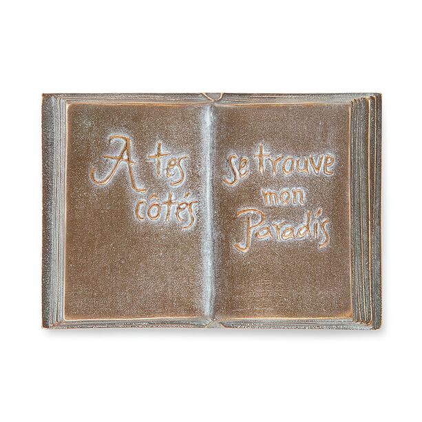 Buch aus Bronze mit franzsischer Inschrift - Buch Gallica