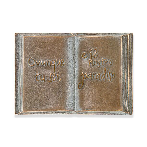 Bronzengel mit Buch - Inschrift italienisch - Angelo Italieae