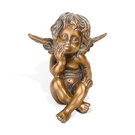 Kleine Engel Gartenfigur Bronze - nachdenklich - Angelo...
