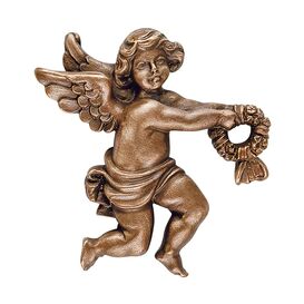 Kleine Wanddeko Engelfigur mit Kranz - Bronze/Alu -...