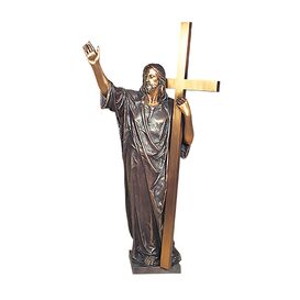 Groe Christus-Statue aus Bronze mit Kreuz - Christus mit...