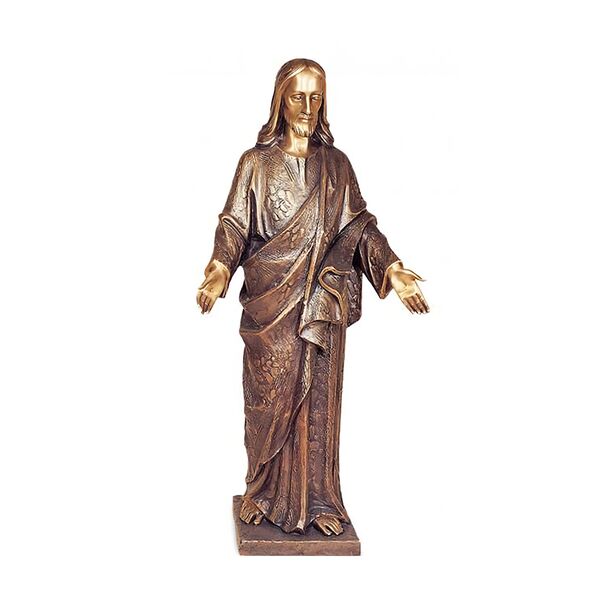 Segnende Jesusfigur - Bronzeskulptur mit Plinthe - Christus Divino