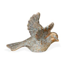 Kleine Bronze Vogelfigur f�r den Garten - rechts - Vogel Milo links / Bronze braun