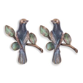 Vollplastische Bronze Vogelfiguren als Wanddeko - V�gel auf Ast / Bronze braun