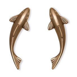 Gartendeko Set aus 2 Fischfiguren - Bronze/Alu - Fische Han / Bronze braun