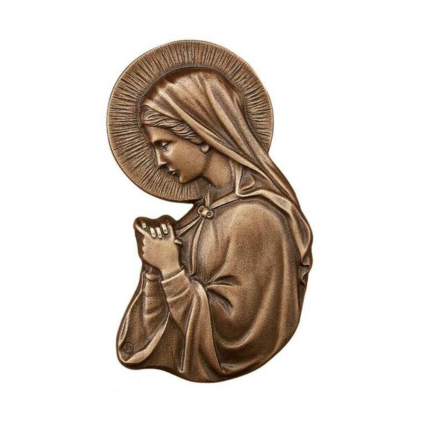 Bronzerelief als Wanddeko - Madonna betend - Marienrelief links / Bronze braun
