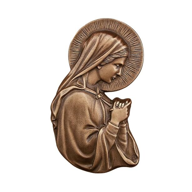 Bronzerelief fr die Wand - Madonna betend - Marienrelief rechts / Bronze braun