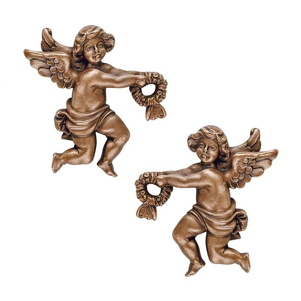 Bronze/Alu Wandfiguren - Engel als Mauerndeko - Angelo Gara Set  / Bronze braun