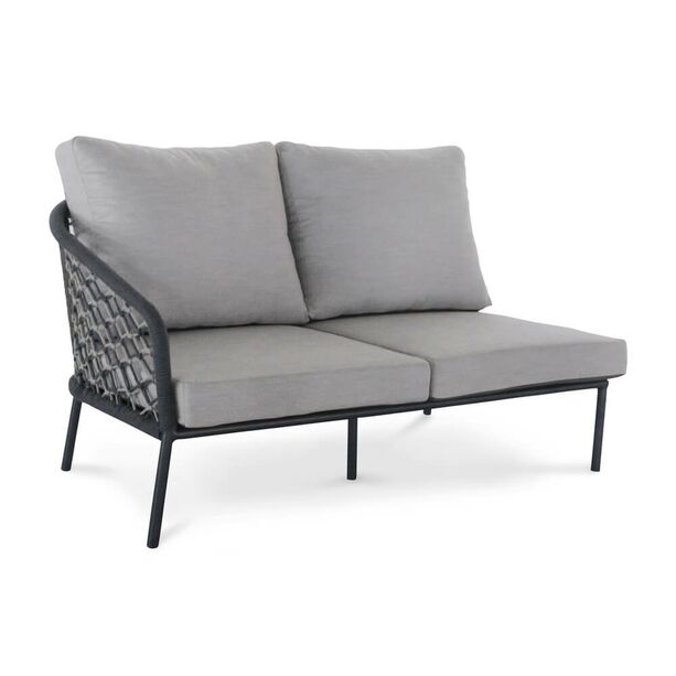 2-Sitzer Loungesofa mit Melange-Geflecht - grau - Couch Amaros links