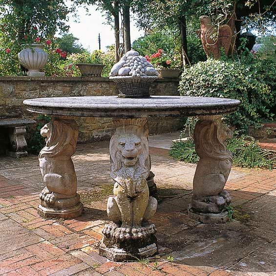 Antik Stein Gartentisch rund - Alderley Park