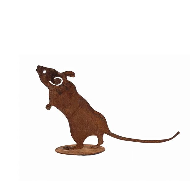 Gartendeko Maus aus Metall in Rost Optik - Maus
