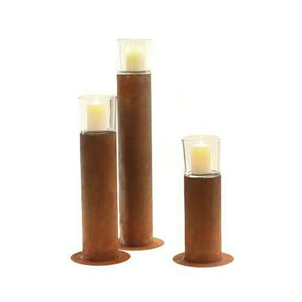 Windlicht Kerzenstnder aus Metall mit Glas - Rost - Lumina Venti