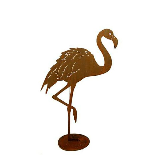 Flamingo mit angewinkeltem Bein - Rost Metall - Flamingo