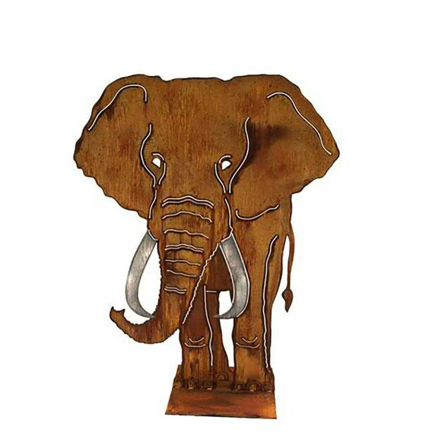Elefant aus Rost Metall als Gartendekoration - Tambi