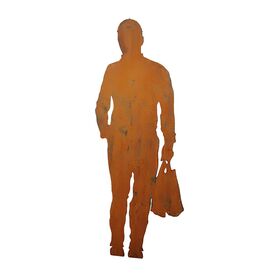 Rost Metall Gartenfigur - Mann mit Einkauf - Florian
