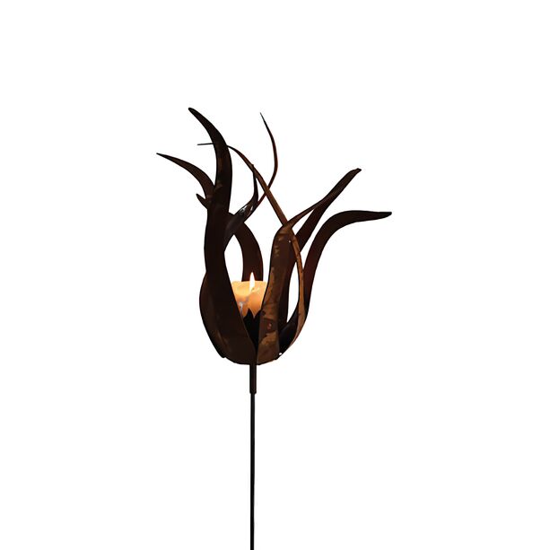 Feuerblume für Kerze - Rost Metall Gartendeko - Flos Ignis