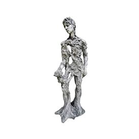 Stein Mannfigur im floralen Design - K�nig der Natur / Antikgrau