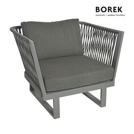 Borek Gartensessel in grau/wei� Rope-Optik - Altea Sessel / Grau