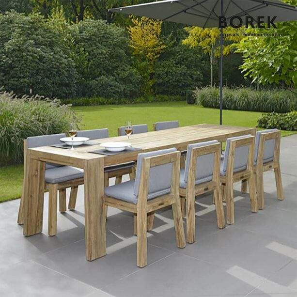 XXL Borek Gartentisch aus recyceltem Teakholz - Esstisch Cadiz / 75x300x90cm (HxBxT