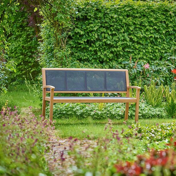Formschöne Gartenbank aus Teakholz mit Armlehnen - Harriett Gartenbank
