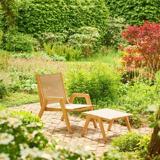 Bequemer Lounge-Sessel aus Teakholz fr den Garten - Harriett Loungechair / Schwarz