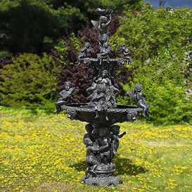 XXL Bronze Gartenbrunnen mit Engelfiguren - Engelspiel