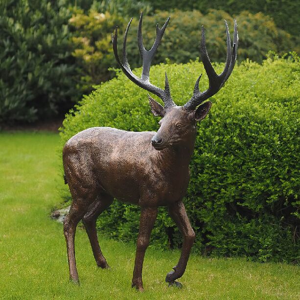 Stilvolle Hirsch Gartenfigur aus Bronze - braun - Hirsch Elfrey