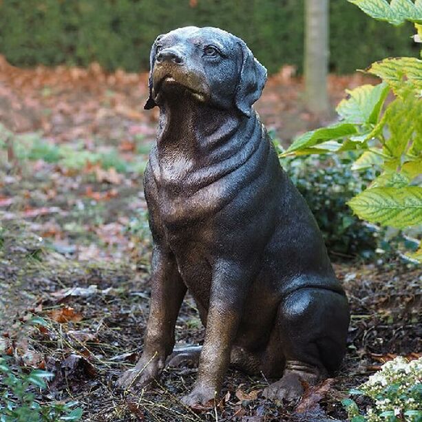 Sitzende Outdoor  Hundeskulptur aus Bronze - Rottweiler Serf
