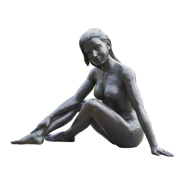 Bronze Akt Frauenstatue sitzend - dunkelbraun - Frau Nakata