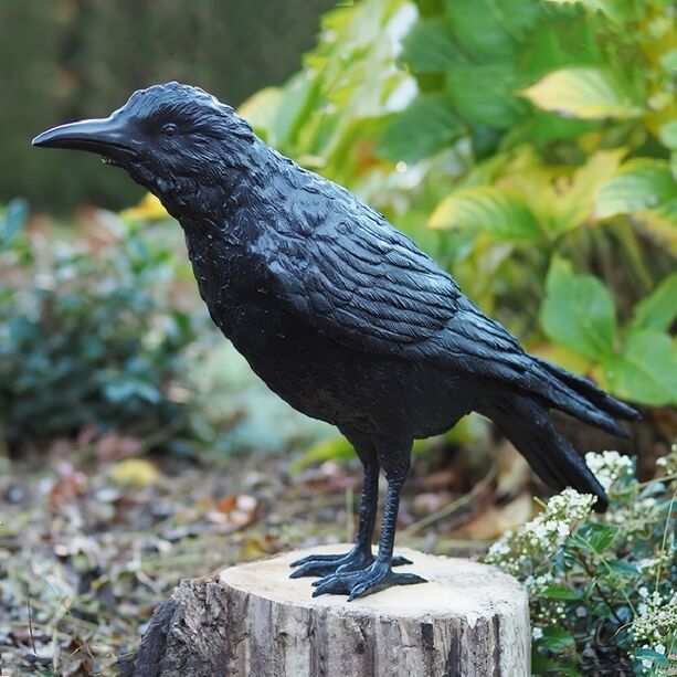 Rabenvogel schwarz als Bronze Tierfigur - Rabe Albert