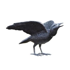 Schwarze Vogelskulptur Rabe in Lebensgre - Rabe Erno