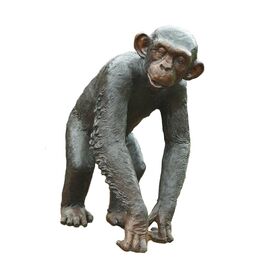 Laufender Affe als Bronze Tierskulptur - Schimpanse Flo