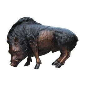 Braune Wildschwein Dekoskulptur aus Bronze - Wildschwein Lie