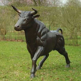 Lebengroe Stier Bronzefigur dunkelbraun - Stier Eldeban