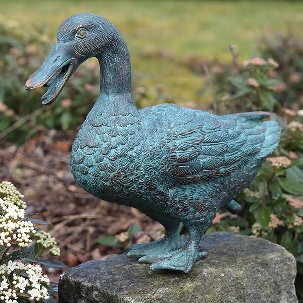 Wasserspeier aus Bronze - Ente mit grüner Patina - Ente Gerold