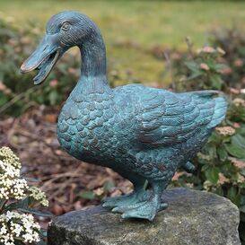Wasserspeier aus Bronze - Ente mit grner Patina - Ente...