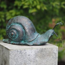 Groe Gartenschnecke aus Bronze mit Patina - Schnecke...