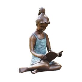 Sitzendes Bronze Mdchen mit Trgerkleid - Margarete