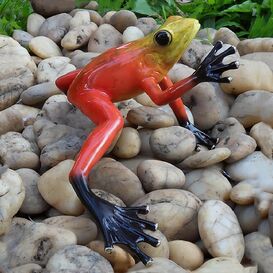 Roter Frosch aus Bronze fr Sockel - Elmo rot